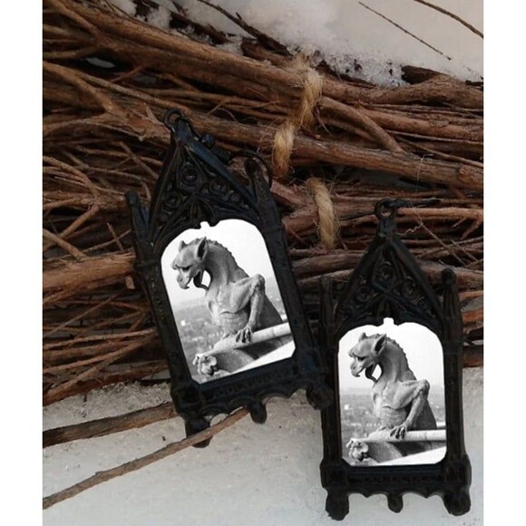 Dragon Sculpture Earrings Long Tonged Watcher from Cathedral Stone - Picture 2 of 2